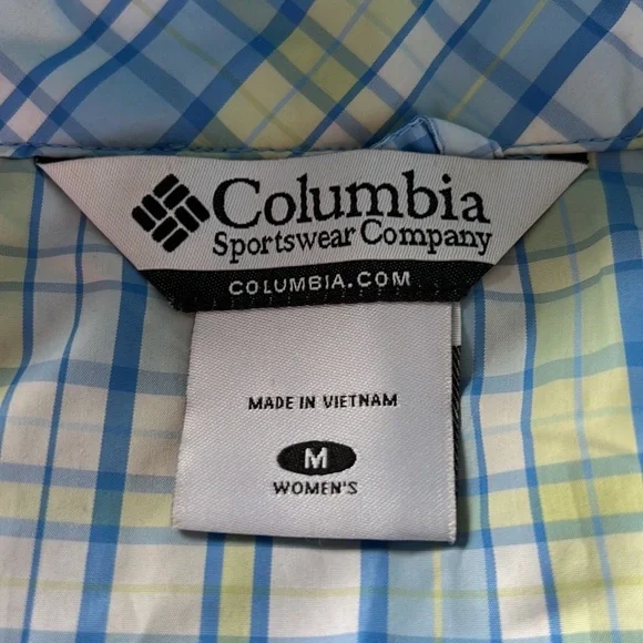 Columbia Jacket Plaid Blue Green Lightweight Windbreaker Omni Shade - Picture 4 of 9